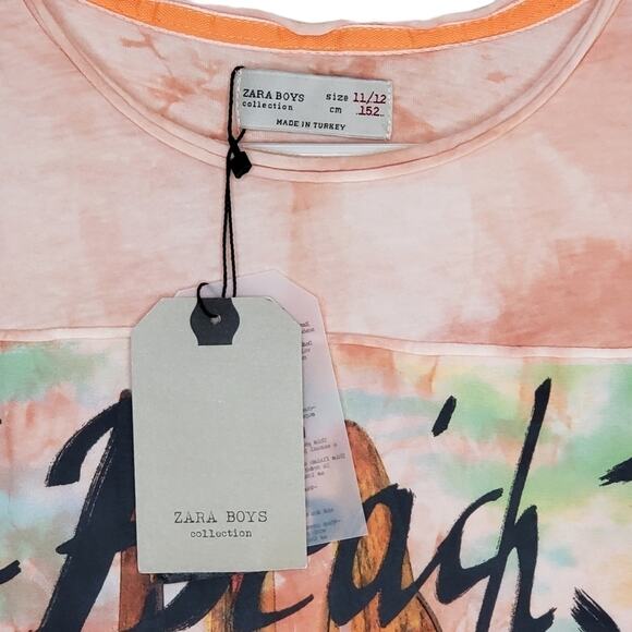 Zara Boys Collection Tie Dye Short Sleeve Tee Beach Please 11/12 Years - Picture 4 of 6